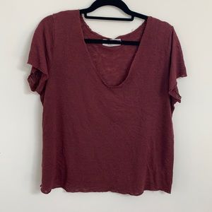 Semi sheer oversized burgundy tee